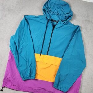 No Boundaries Anorak Windbreaker Mens 3XL Kangaroo Colorblock Half Zip Hoodie